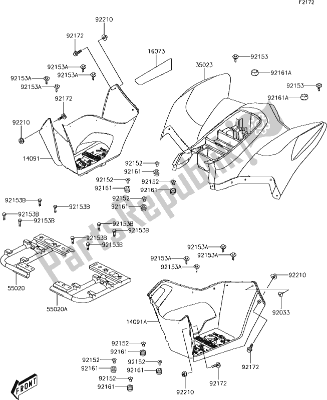 All parts for the 18 Rear Fender(s) of the Kawasaki KFX 50 2019