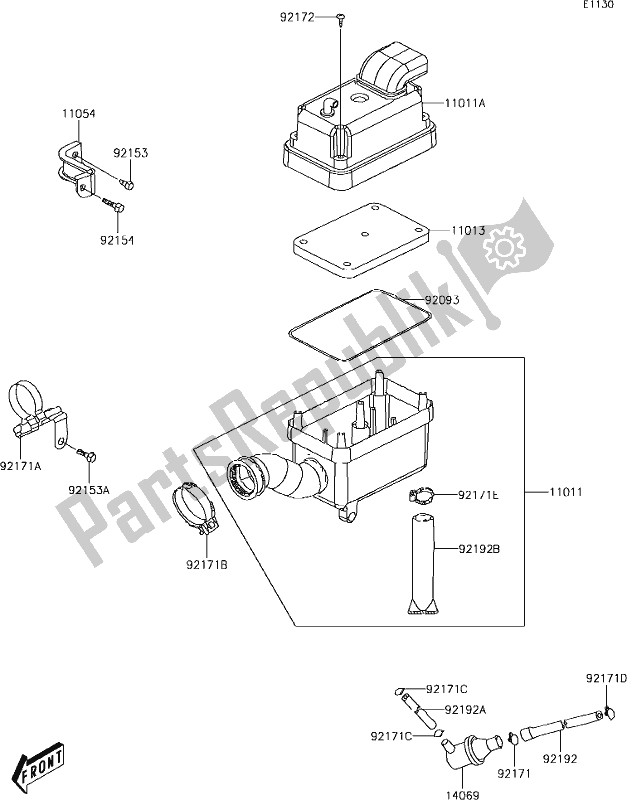 Alle onderdelen voor de 2 Air Cleaner van de Kawasaki KFX 50 2019