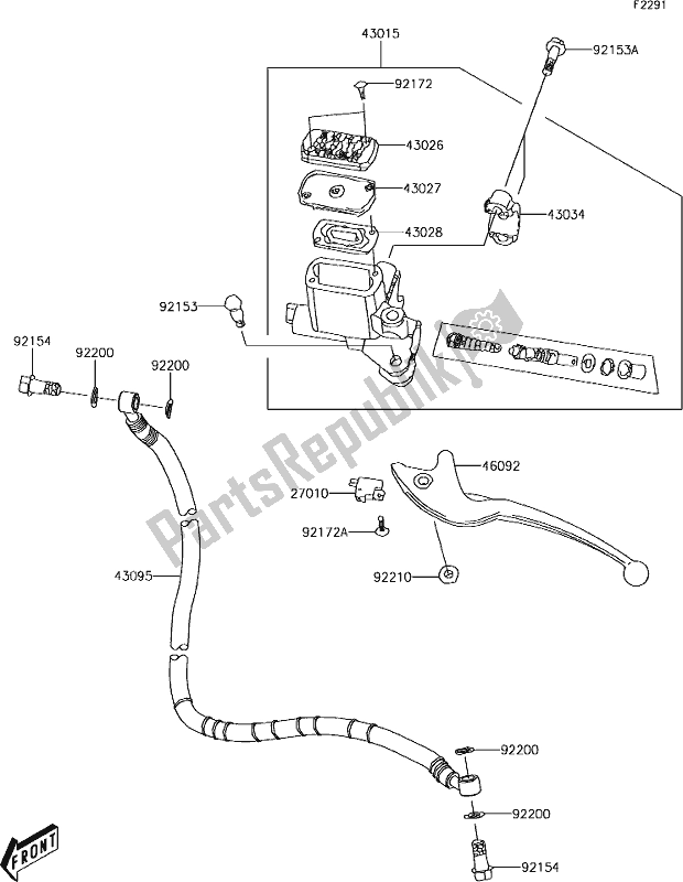 All parts for the 21 Front Master Cylinder of the Kawasaki KFX 50 2019