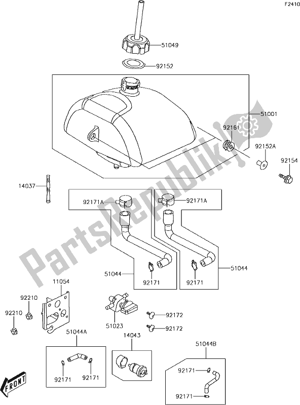 All parts for the 23 Fuel Tank of the Kawasaki KFX 50 2019