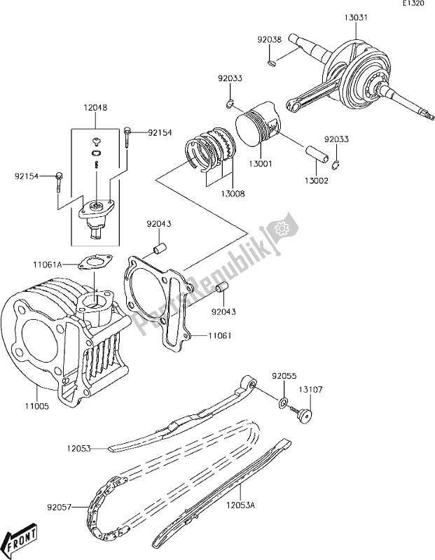 Toutes les pièces pour le 5 Crankshaft/piston(s) du Kawasaki KFX 50 2019