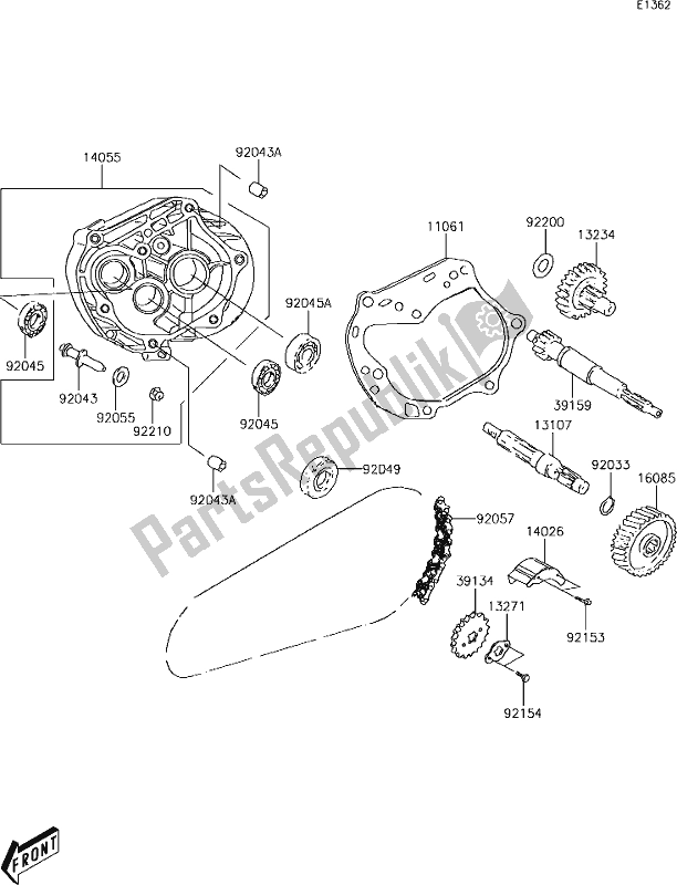 All parts for the 7 Gear Change Drum/shift Fork(s) of the Kawasaki KFX 50 2019