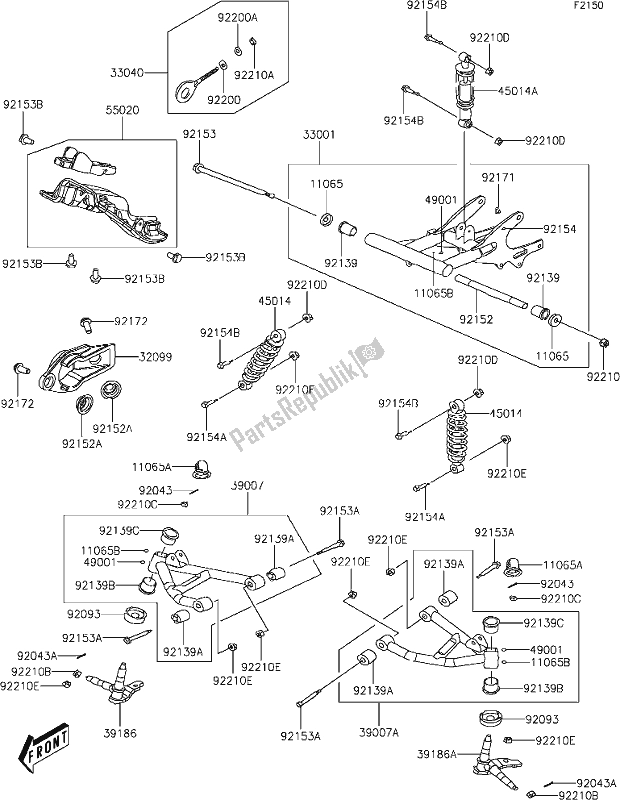 Todas as partes de 16 Suspension do Kawasaki KFX 50 2020