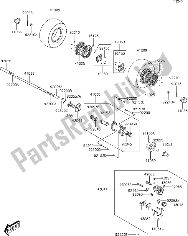 Alle onderdelen voor de 20 Rear Hub van de Kawasaki KFX 50 2020