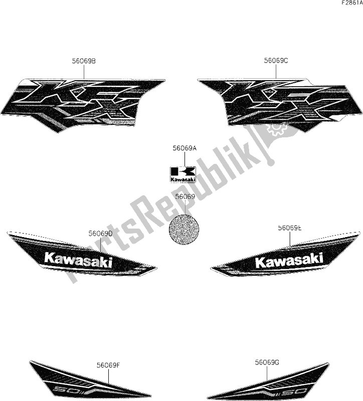 All parts for the 30 Decals(white)(bkf) of the Kawasaki KFX 50 2020