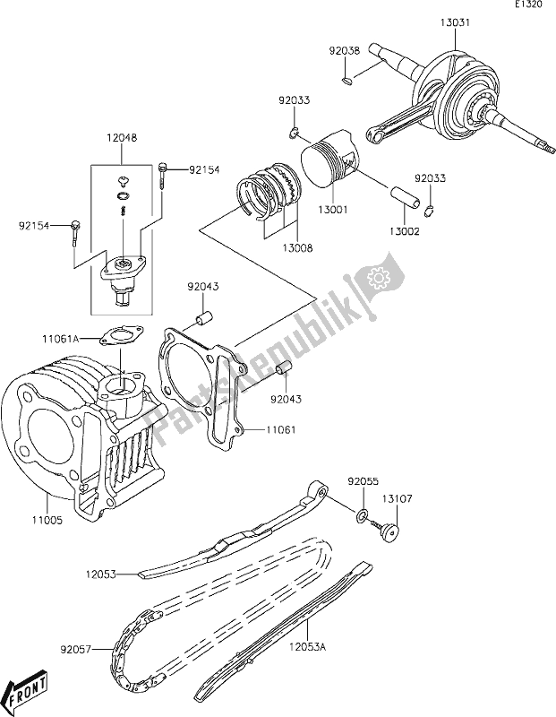 Toutes les pièces pour le 5 Crankshaft/piston(s) du Kawasaki KFX 50 2020