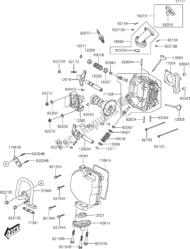 Todas las partes para 1-1 Cylinder Head de Kawasaki KFX 50 2021