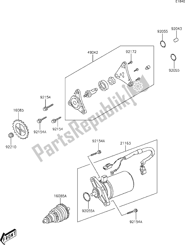 All parts for the 13 Starter Motor of the Kawasaki KFX 50 2021