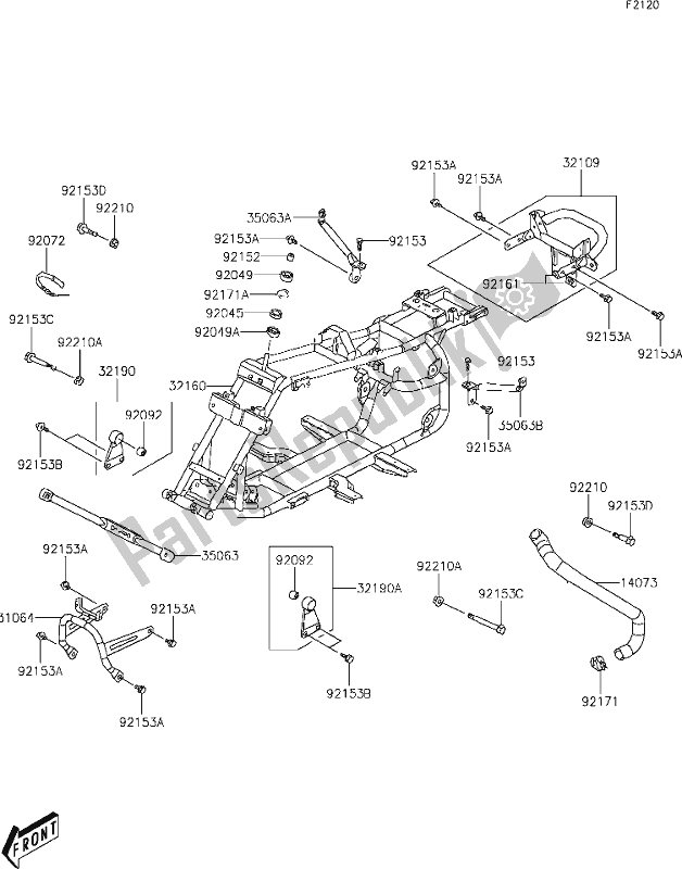 Tutte le parti per il 14 Frame del Kawasaki KFX 50 2021