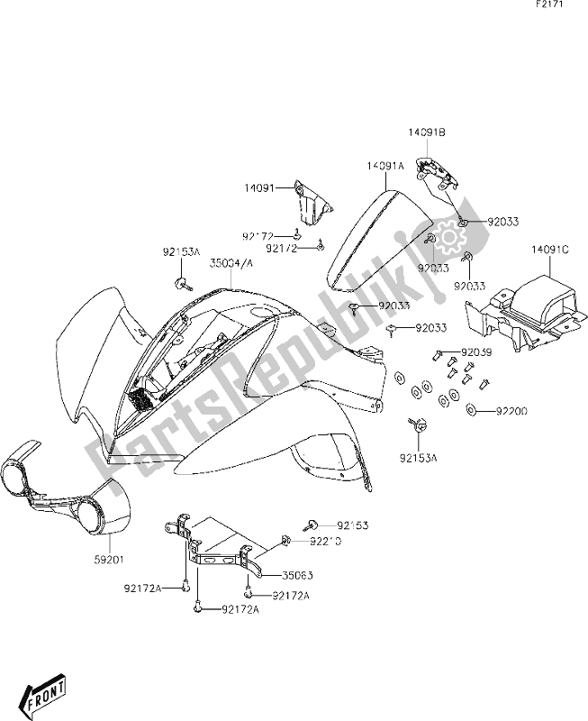 Toutes les pièces pour le 17 Front Fender(s) du Kawasaki KFX 50 2021