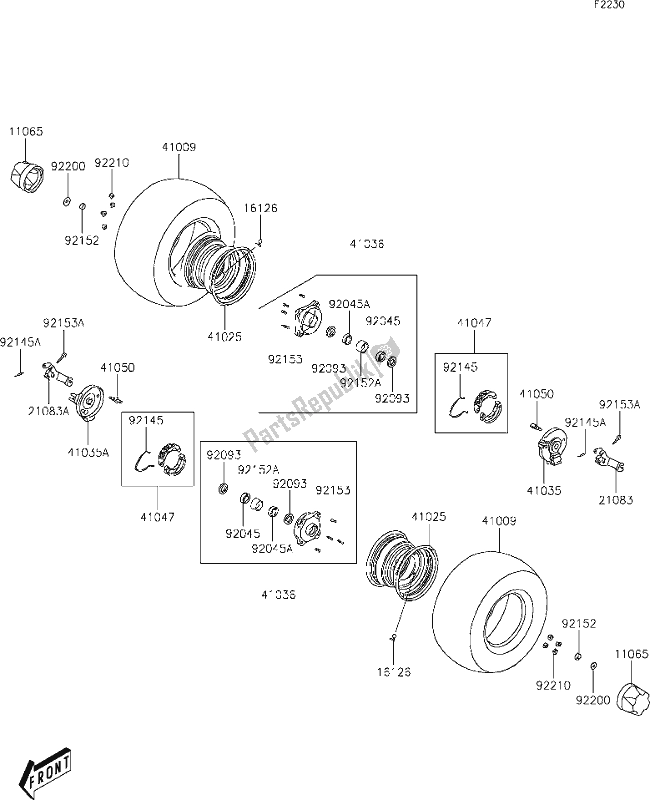 Toutes les pièces pour le 19 Front Hub du Kawasaki KFX 50 2021