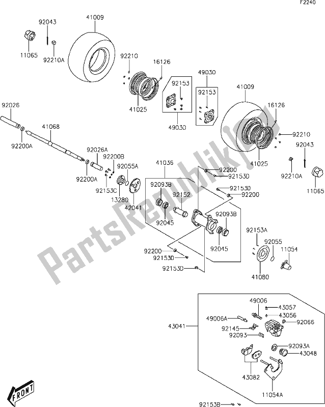 Todas as partes de 20 Rear Hub do Kawasaki KFX 50 2021