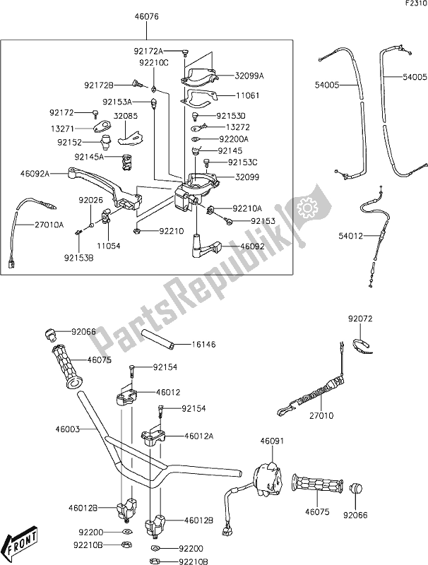 Alle onderdelen voor de 22-1handlebar van de Kawasaki KFX 50 2021