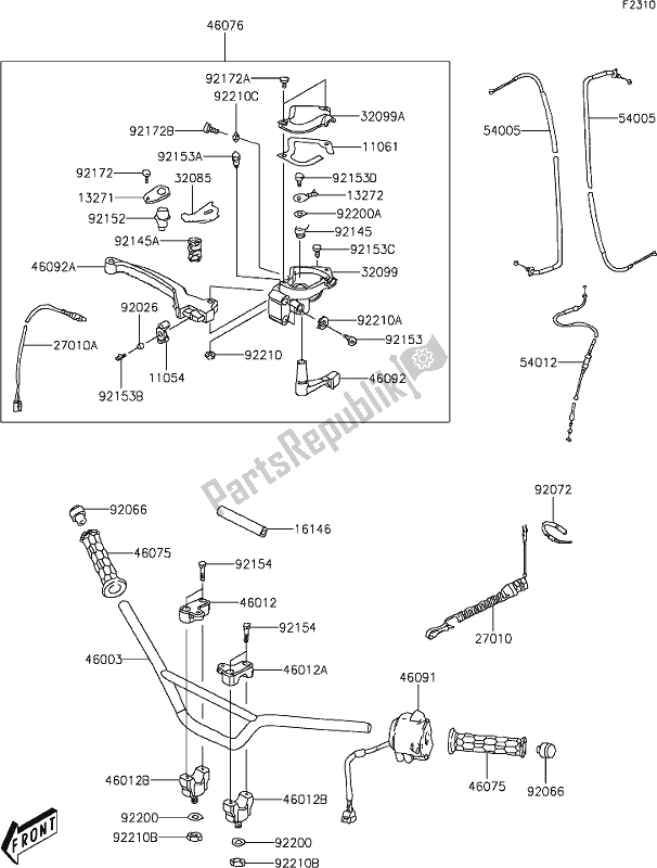 All parts for the 22 Handlebar of the Kawasaki KFX 50 2021