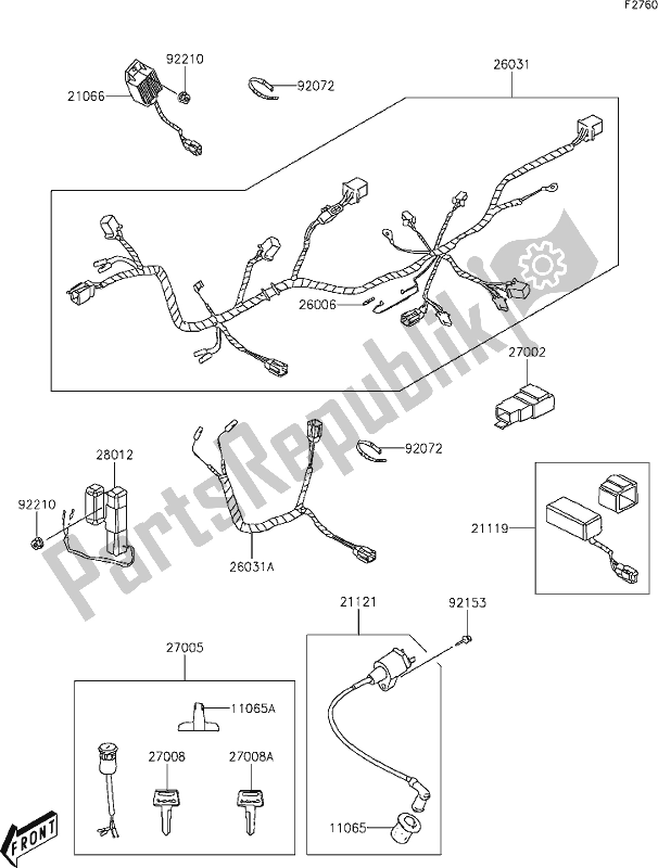 Alle onderdelen voor de 26 Chassis Electrical Equipment van de Kawasaki KFX 50 2021