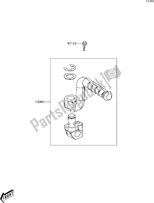 All parts for the B-9 Kickstarter Mechanism of the Kawasaki KFX 90 2017