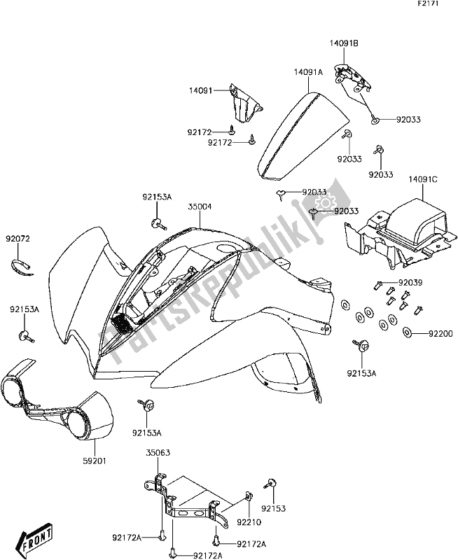 Tutte le parti per il D-6 Front Fender(s) del Kawasaki KFX 90 2017