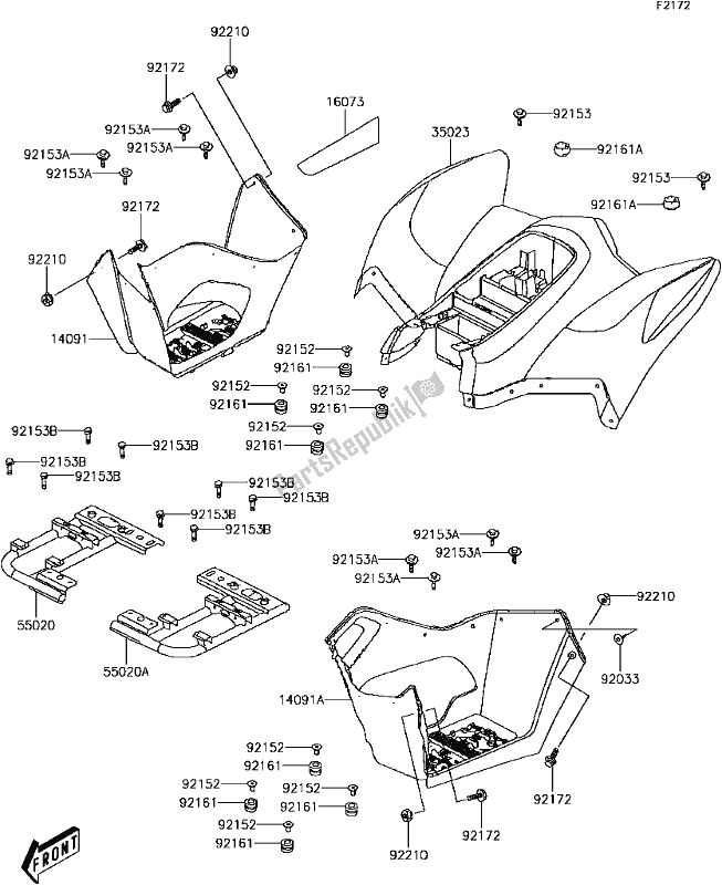 Alle onderdelen voor de D-7 Rear Fender(s) van de Kawasaki KFX 90 2017