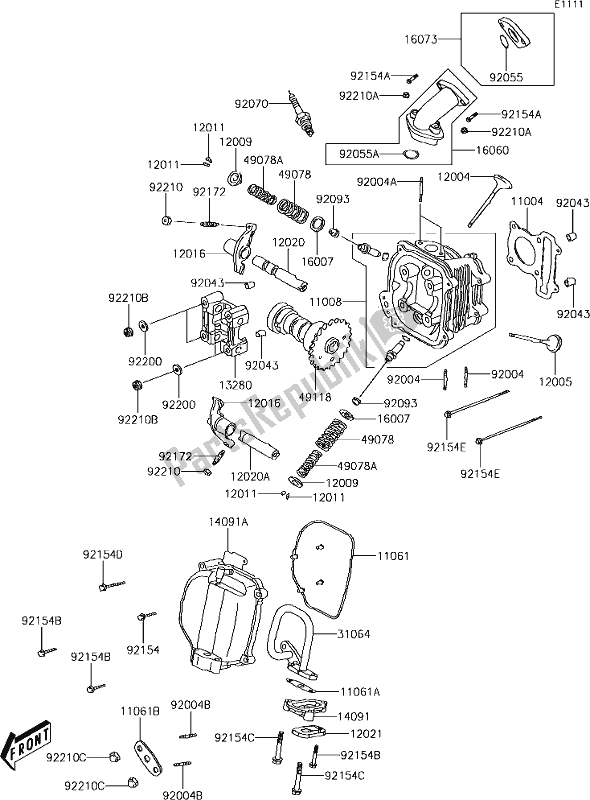 Tutte le parti per il 1 Cylinder Head del Kawasaki KFX 90 2019