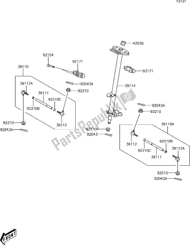 Alle onderdelen voor de 15 Steering Shaft van de Kawasaki KFX 90 2019