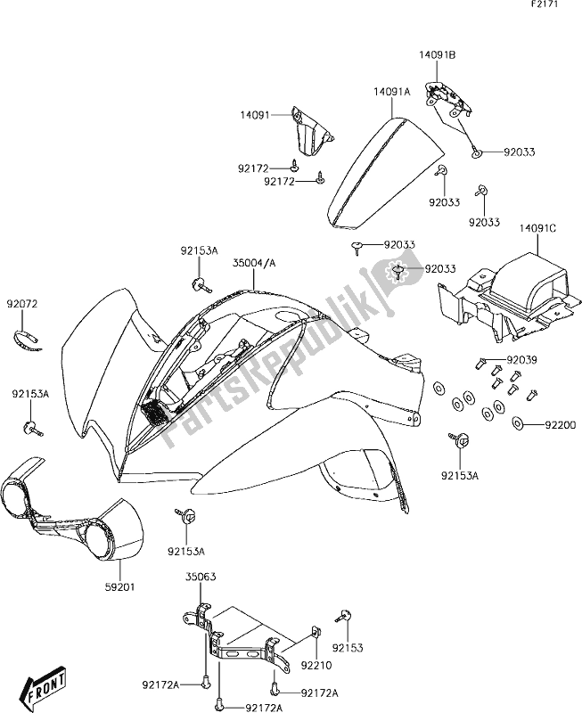 Toutes les pièces pour le 17 Front Fender(s) du Kawasaki KFX 90 2019