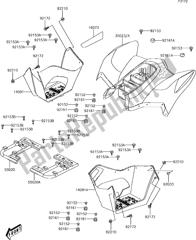 Alle onderdelen voor de 18 Rear Fender(s) van de Kawasaki KFX 90 2019