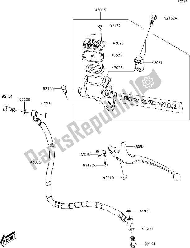 Alle onderdelen voor de 21 Front Master Cylinder van de Kawasaki KFX 90 2019