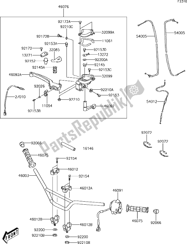 Alle onderdelen voor de 22 Handlebar van de Kawasaki KFX 90 2019