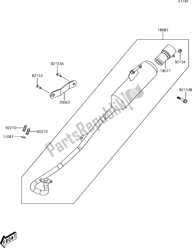 Alle onderdelen voor de 4 Muffler(s) van de Kawasaki KFX 90 2019