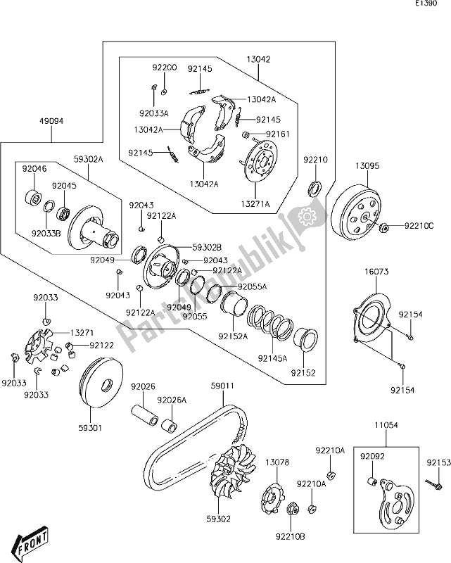 Todas las partes para 8 Belt Converter de Kawasaki KFX 90 2019