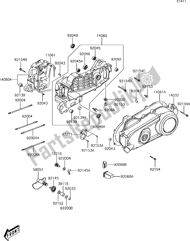 Todas las partes para 9 Crankcase de Kawasaki KFX 90 2019