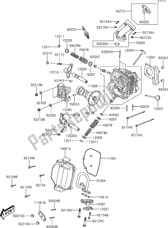 Todas as partes de 1-1 Cylinder Head do Kawasaki KFX 90 2020