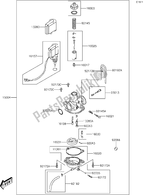 Todas as partes de 11 Carburetor do Kawasaki KFX 90 2020