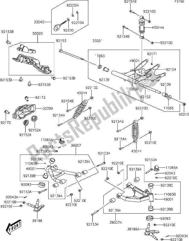 Alle onderdelen voor de 16 Suspension van de Kawasaki KFX 90 2020