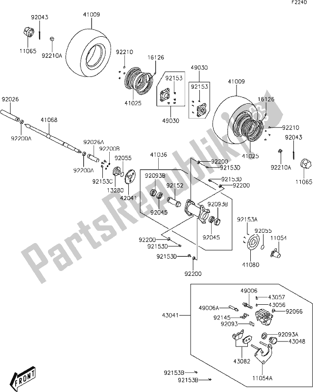 Alle onderdelen voor de 20 Rear Hub van de Kawasaki KFX 90 2020