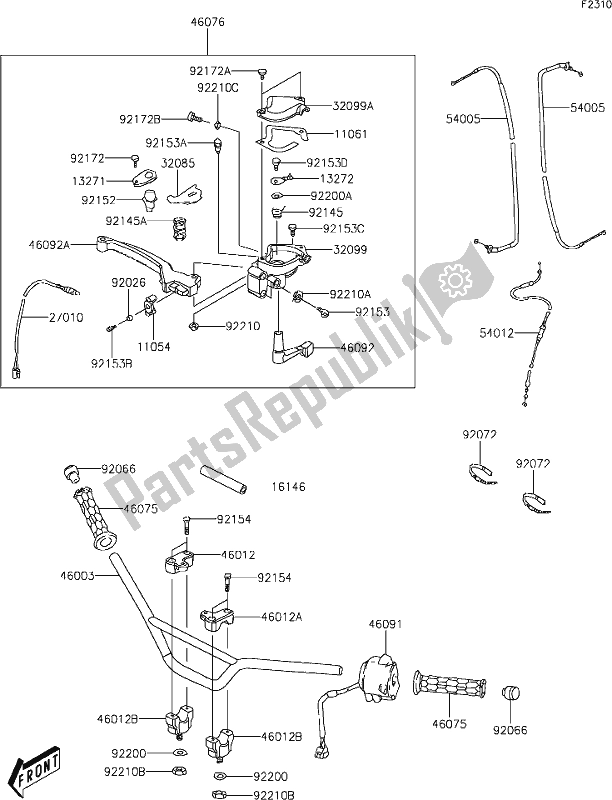 Alle onderdelen voor de 22 Handlebar van de Kawasaki KFX 90 2020