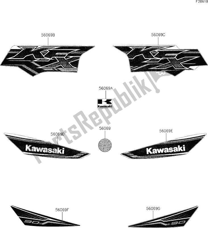 Tutte le parti per il 31 Decals(white)(akf) del Kawasaki KFX 90 2020