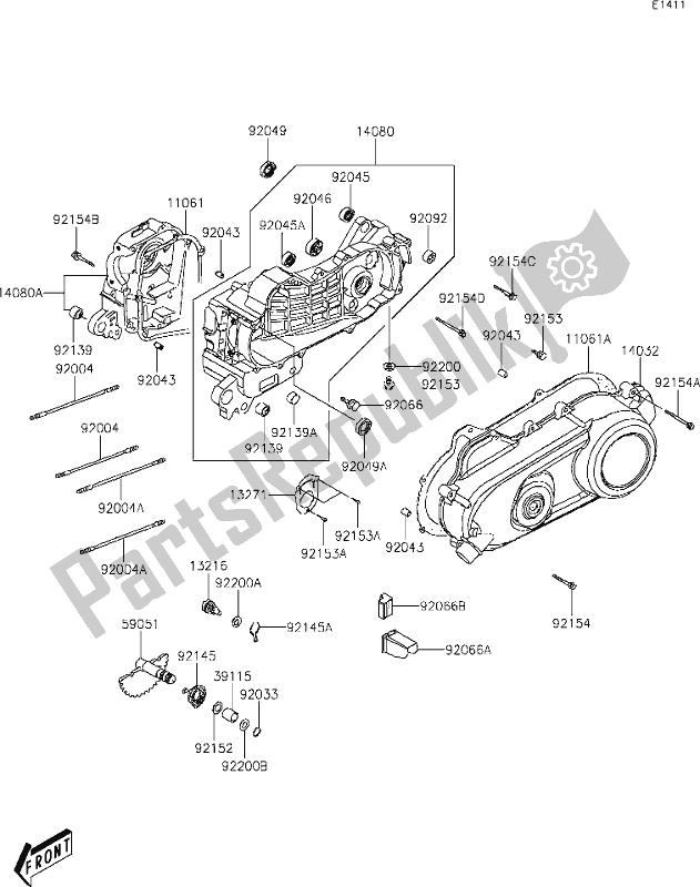 Alle onderdelen voor de 9 Crankcase van de Kawasaki KFX 90 2020