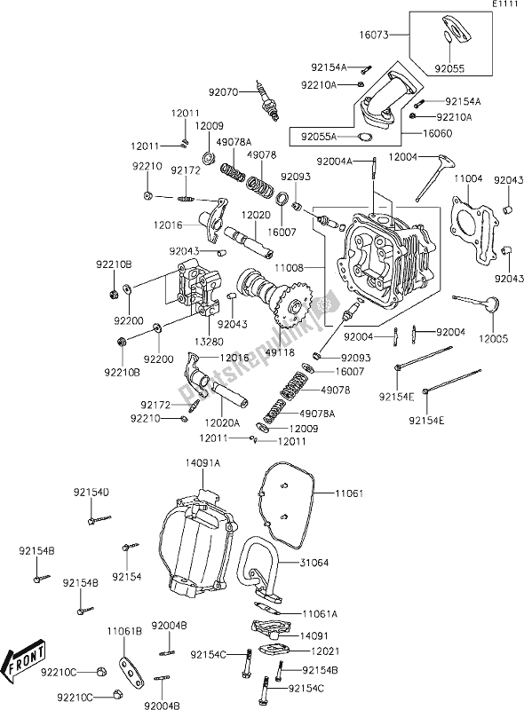 Todas las partes para 1-1 Cylinder Head de Kawasaki KFX 90 2021