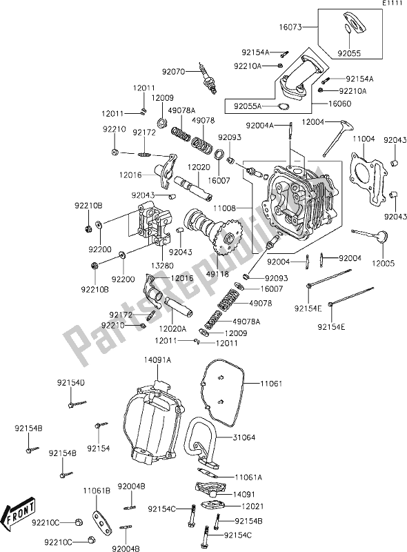Alle onderdelen voor de 1 Cylinder Head van de Kawasaki KFX 90 2021