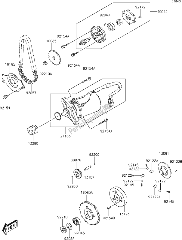 All parts for the 13 Starter Motor of the Kawasaki KFX 90 2021