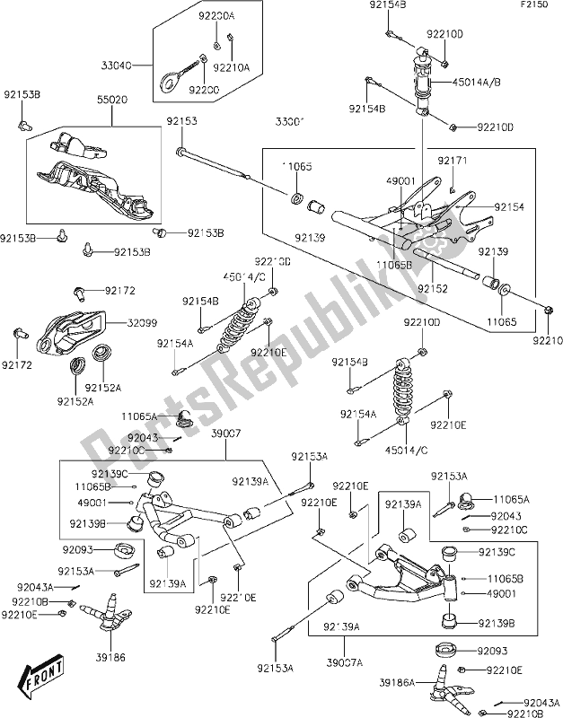 All parts for the 16-1suspension of the Kawasaki KFX 90 2021