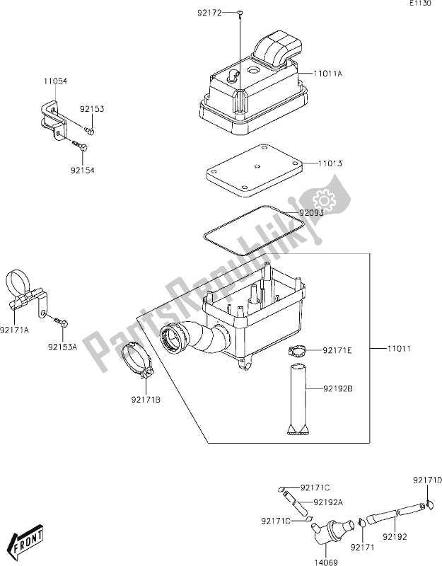 Alle onderdelen voor de 2 Air Cleaner van de Kawasaki KFX 90 2021