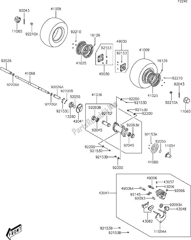 All parts for the 20 Rear Hub of the Kawasaki KFX 90 2021