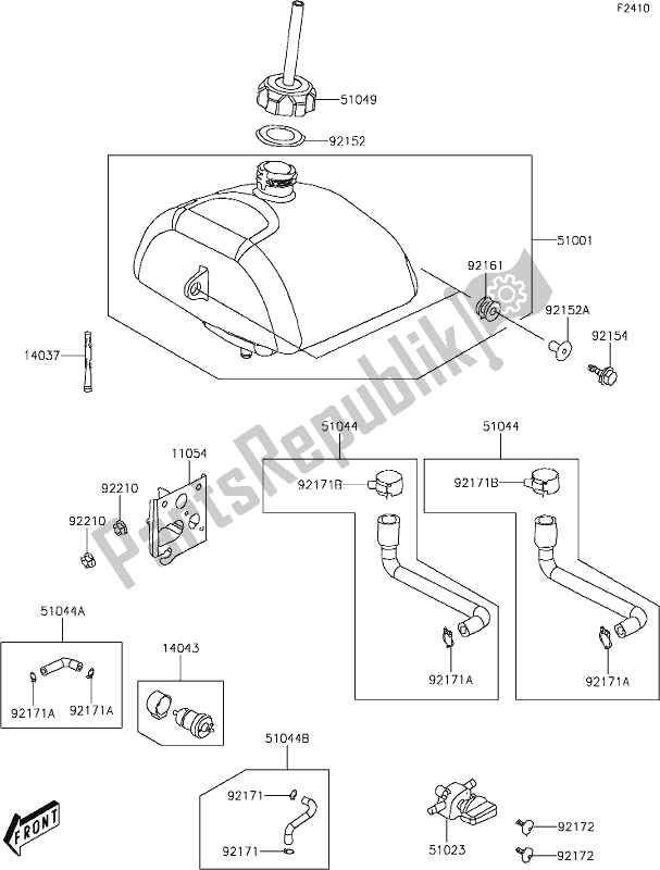 All parts for the 23 Fuel Tank of the Kawasaki KFX 90 2021