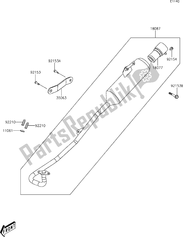 All parts for the 4 Muffler(s) of the Kawasaki KFX 90 2021