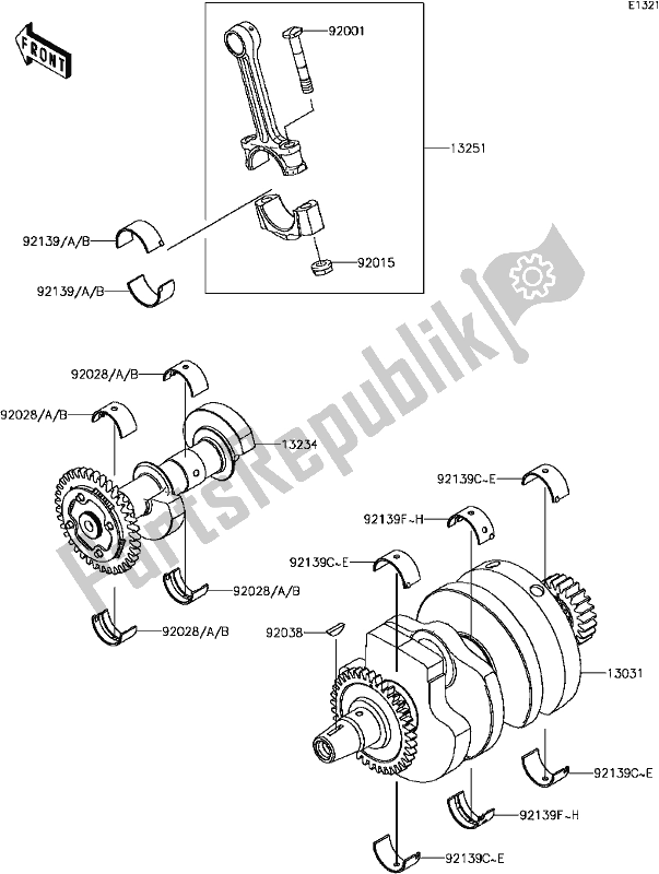 Alle onderdelen voor de B-10crankshaft van de Kawasaki KLE 300 Versys-x 2017