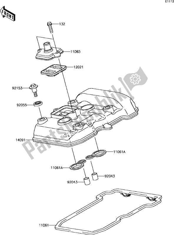 Alle onderdelen voor de B-4 Cylinder Head Cover van de Kawasaki KLE 300 Versys-x 2017