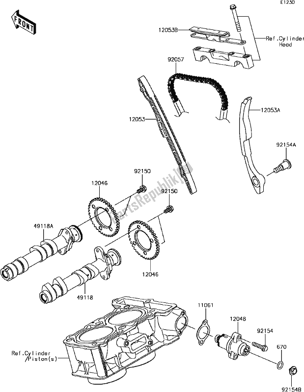 Todas las partes para B-9 Camshaft(s)/tensioner de Kawasaki KLE 300 Versys-x 2017