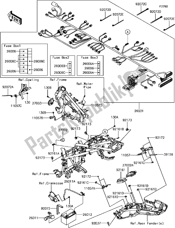 All parts for the F-7 Chassis Electrical Equipment of the Kawasaki KLE 300 Versys-x 2017